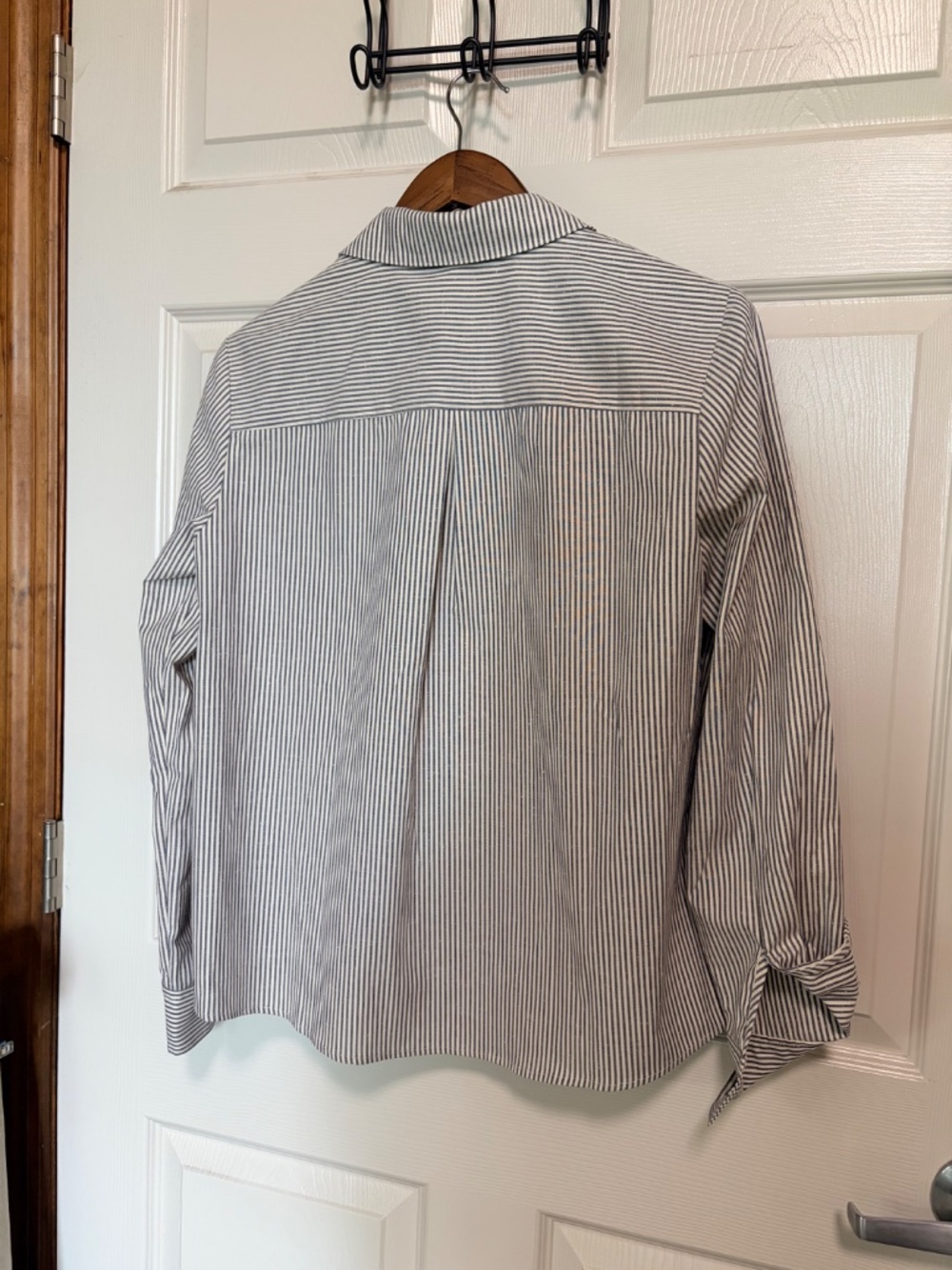 Sezane Tomboy button down shirt Ecru/ Blue sz8 NWT! - Picture 6 of 7